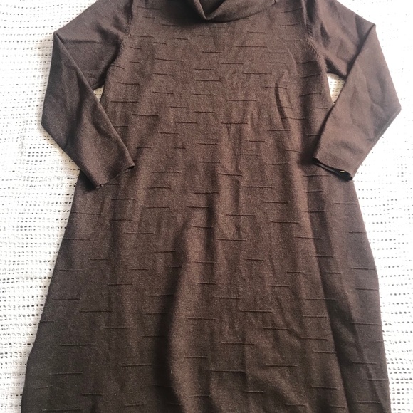 Mordenmiss XL Brown Turtleneck Sweater Textured Knit Dress Length - Picture 5 of 12